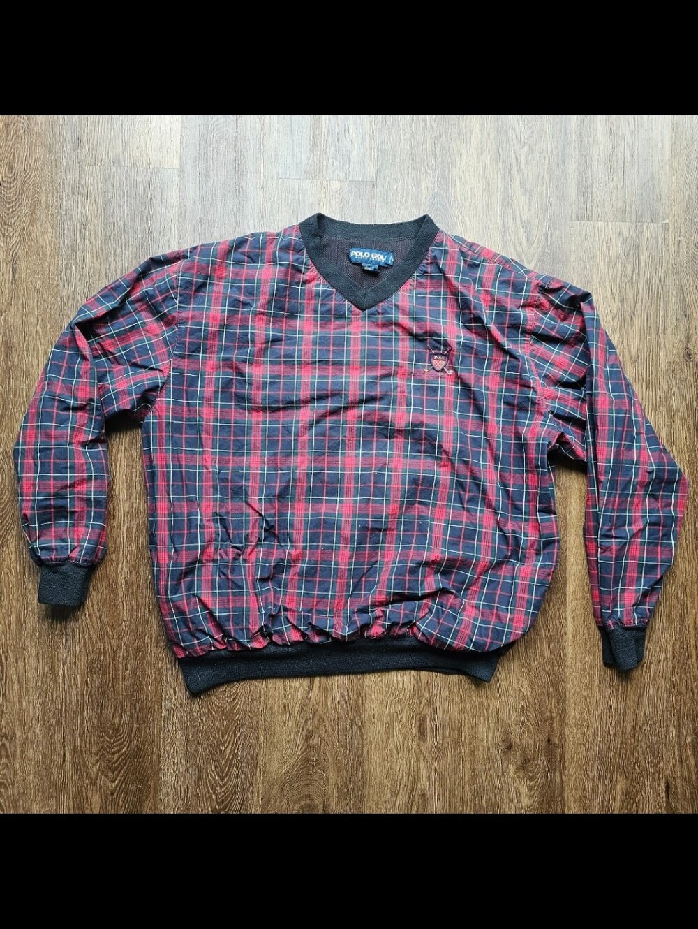 Vintage 90’s Polo Ralph Lauren Golf Men's M Red Tartan Plaid Windbreaker Pullov